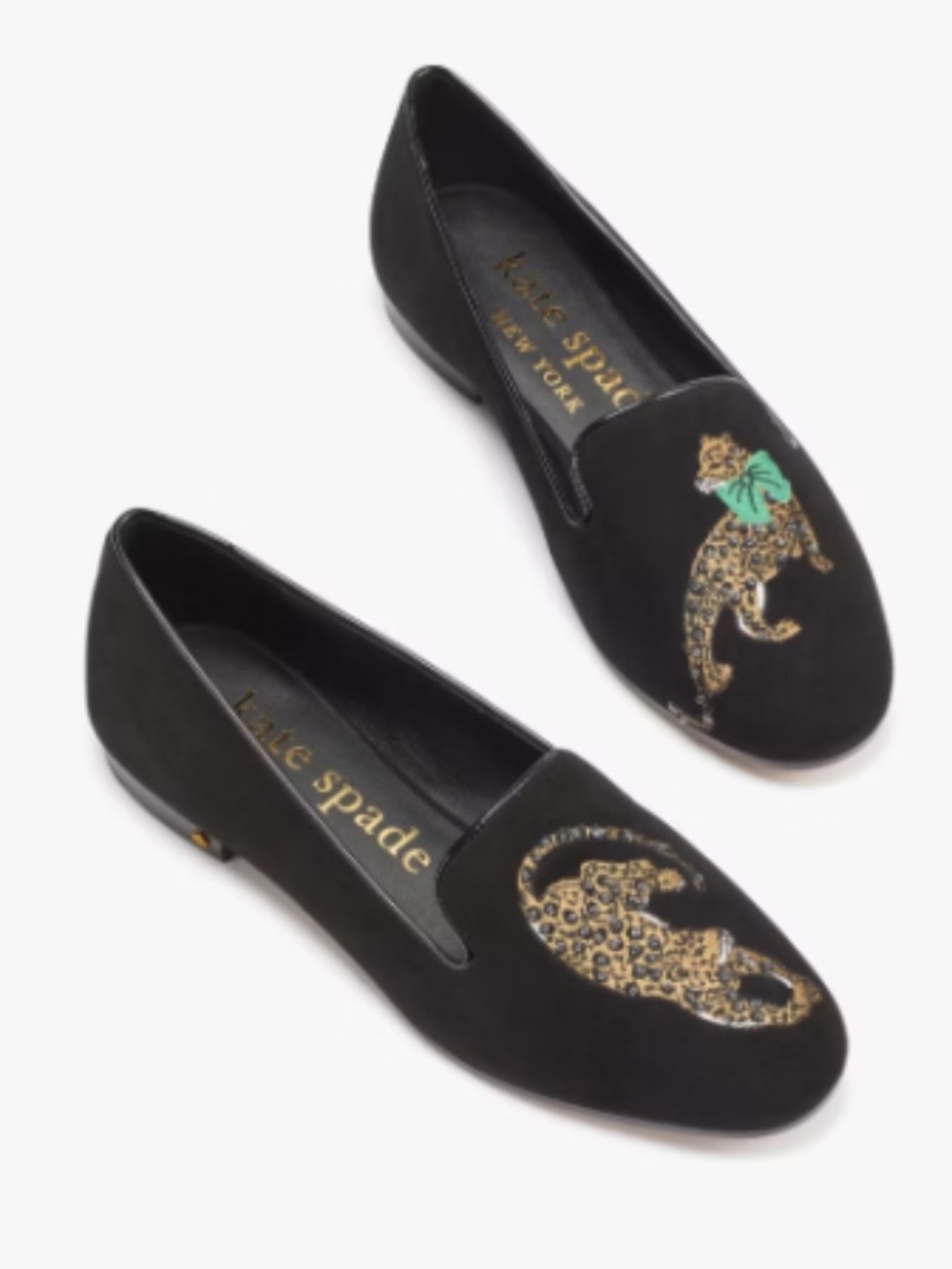 Kate Spade Lounge Leopard Loafers Black Size 7 NIB